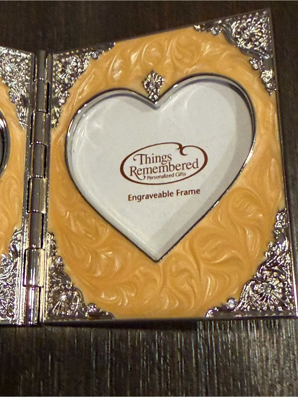 Vintage Things Remembered Folding Double Heart Picture Frame & Mirror Swarovski